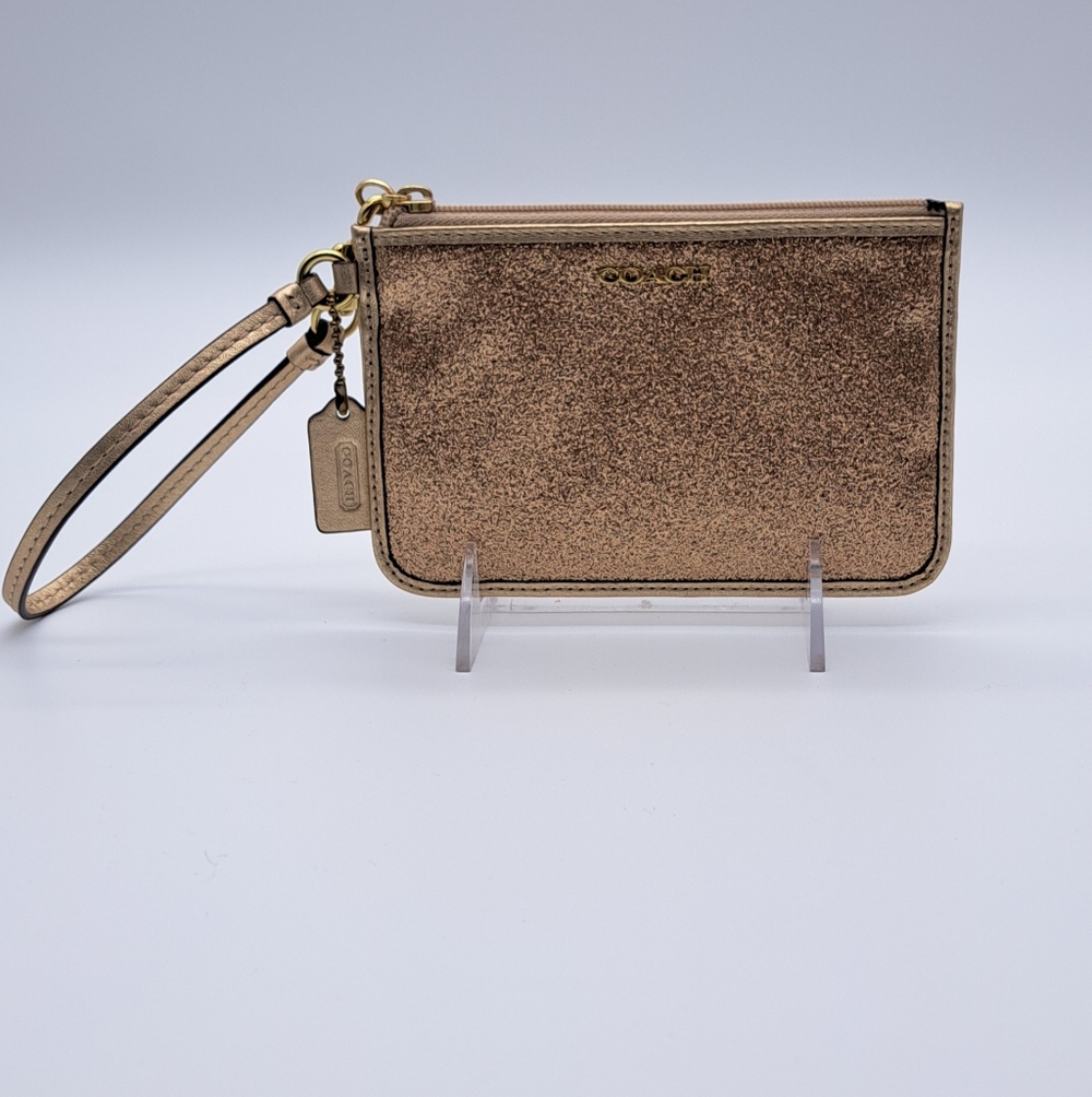 Coach Metallic Rose Gold Glitter Wristlet